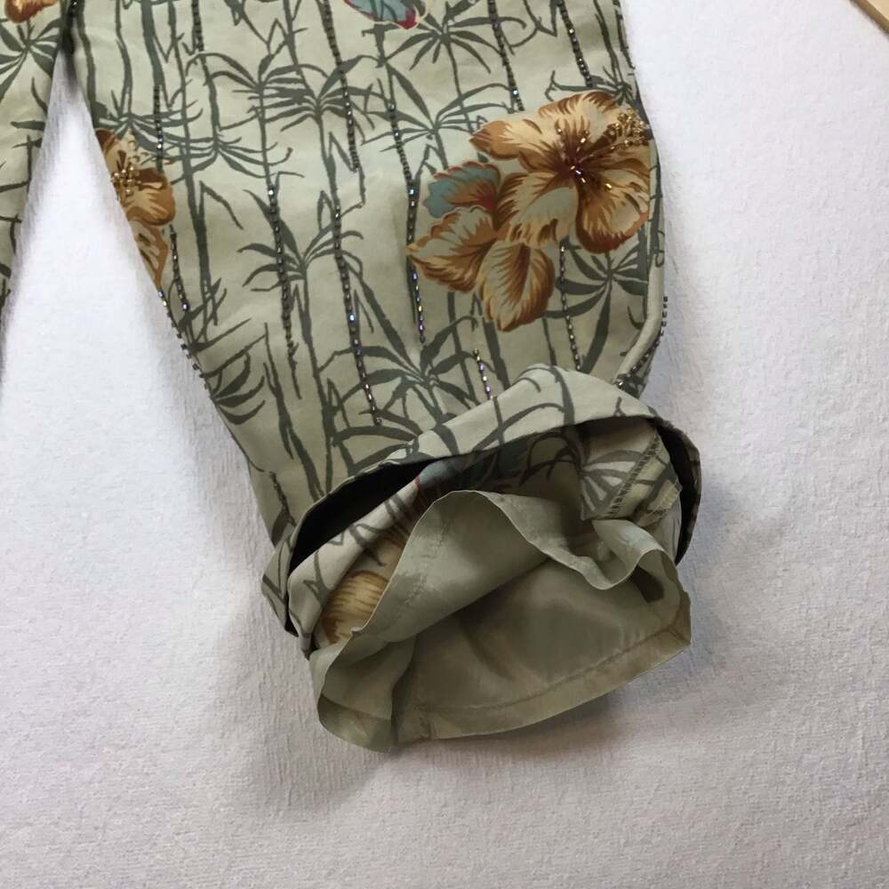 Adrianna Papell Silk Beaded Tropical Floral Pants Size 14 Summer Chic - Picture 11 of 15